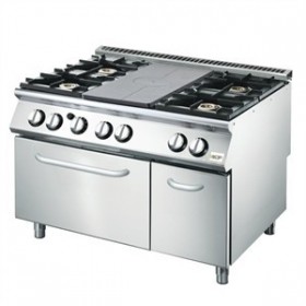 Fourneau 6 feux gaz sur four  GN1/1 GGMASTRO ITALIE
