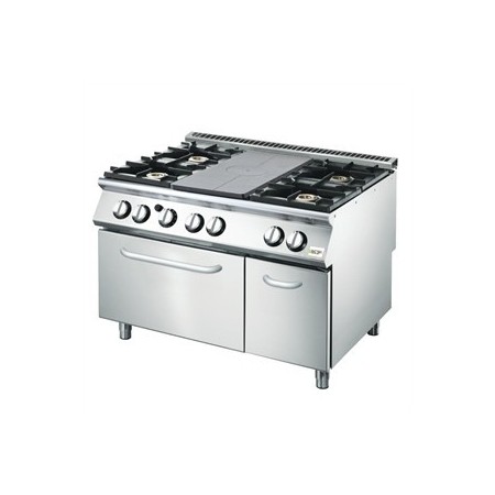 Fourneau 6 feux gaz sur four  GN1/1 GGMASTRO ITALIE