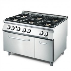 Fourneau 6 feux gaz sur four  GN2/1 GGMASTRO ITALIE