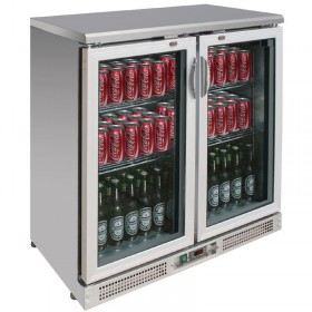 Arrière-bar réfrigéré - 2 portes battantes - INOX - 223 litres - Garantie 2 ans - Classe N