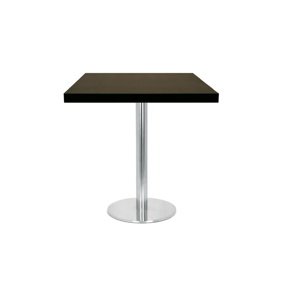 Table de restaurant avec base ronde en fonte avec plateau carré Table de restaurant avec base ronde en fonte avec plateau carré