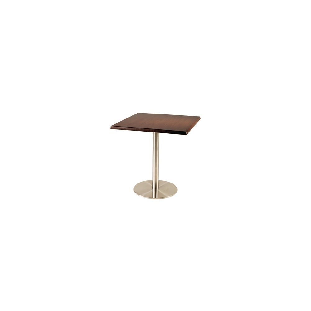 Table de restaurant avec base ronde en fonte avec plateau carré Table de restaurant avec base ronde en fonte avec plateau carré